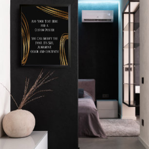Add Your Text Scribbled Gold Ovals, Black Poster