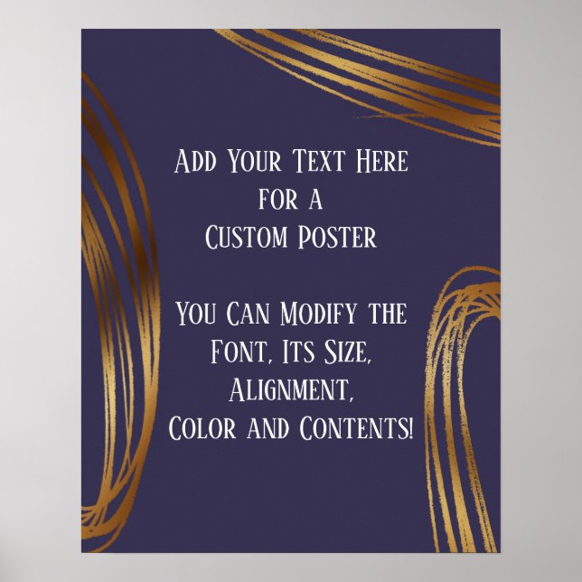 Add Your Text Scribbled Gold Ovals Dark Purple Poster (Front)