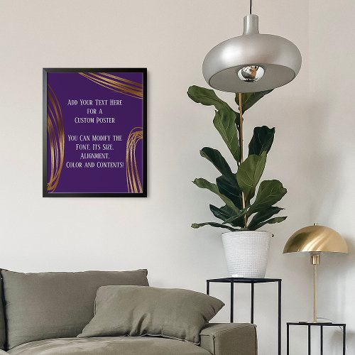 Add Your Text Scribbled Gold Ovals Deep Purple Poster