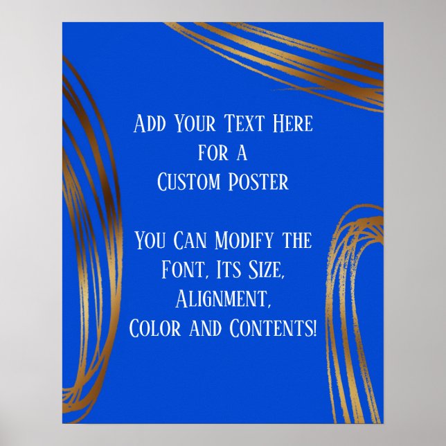 Add Your Text Scribbled Gold Ovals Royal Blue Poster (Front)