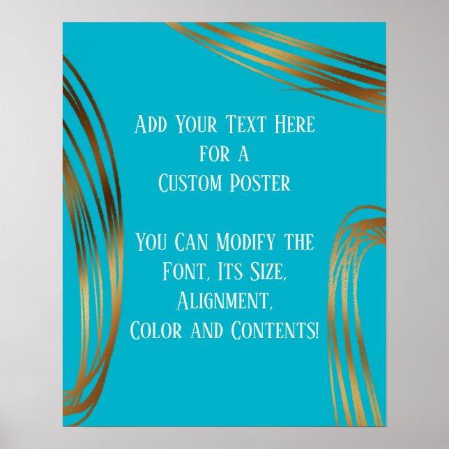 Add Your Text Scribbled Gold Ovals Scuba Blue Poster (Front)