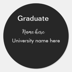 add your text simple graduate add school name cong classic round sticker