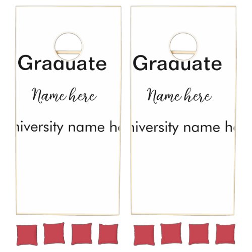 add your text simple graduate add school name cong cornhole set