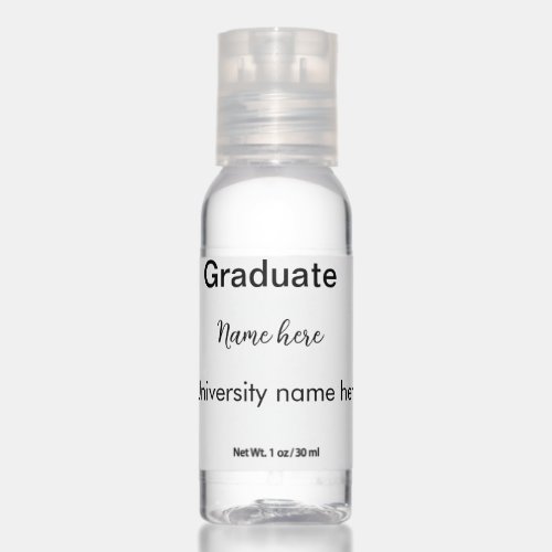 add your text simple graduate add school name cong hand sanitizer