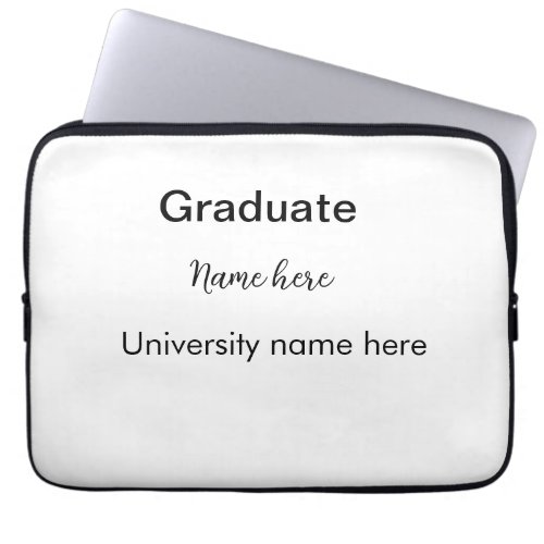 add your text simple graduate add school name cong laptop sleeve