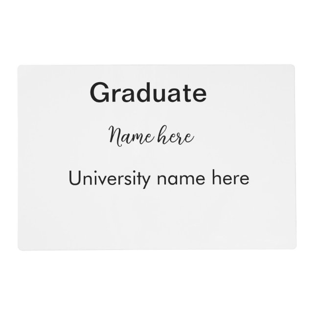 add your text simple graduate add school name cong placemat (Front)