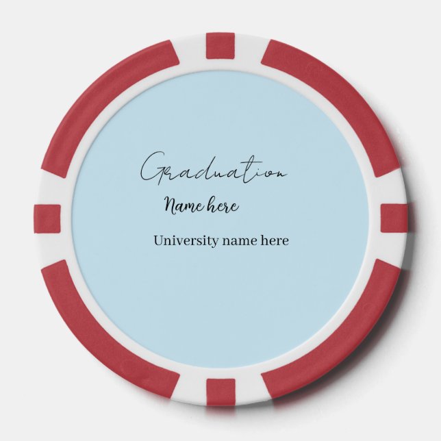 add your text simple graduate add school name cong poker chips (Front)