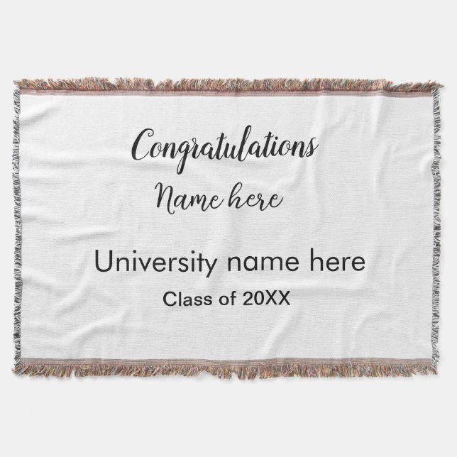 add your text simple graduate add school name cong throw blanket (Front)