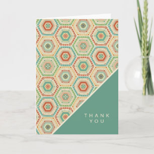 Add Your Text Southwest Hexagon Pattern Letterpress Thank You Card