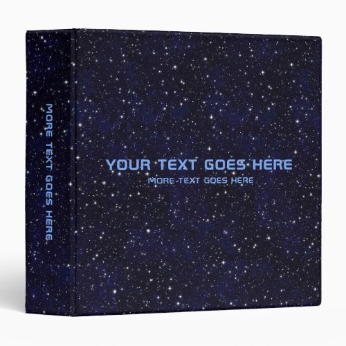 Add Your Text Space Stars Universe Black Template 3 Ring Binder