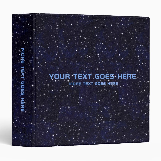Add Your Text Space Stars Universe Black Template 3 Ring Binder (Front/Spine)