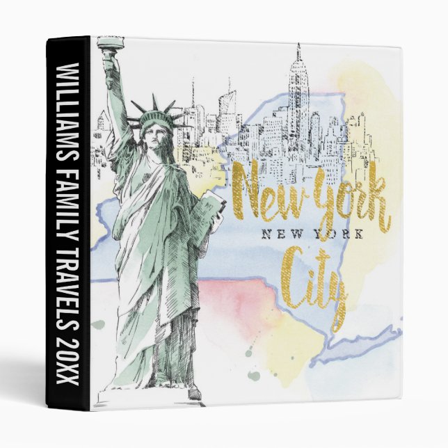 Add Your Text | Statue of Liberty 3 Ring Binder (Front/Spine)
