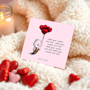 Add Your Text Teddy bear Budget valentines day Note Card