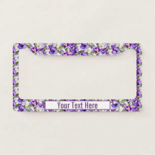 Add Your Text to a Purple Floral Pattern License Plate Frame