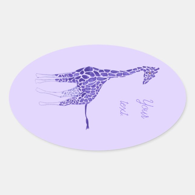 Add Your Text to Purple Giraffe Stickers (Front)