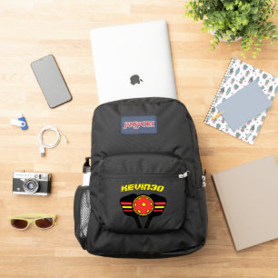 Add your text trendy pickleball player Black Red JanSport Backpack