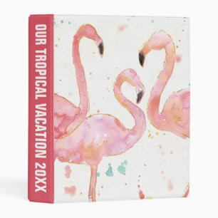 Add Your Text Tropical Gathering of Flamingos Mini Binder