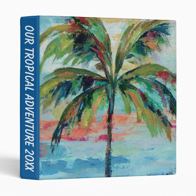 Add Your Text | Tropical | Palm Tree 3 Ring Binder (Front/Spine)