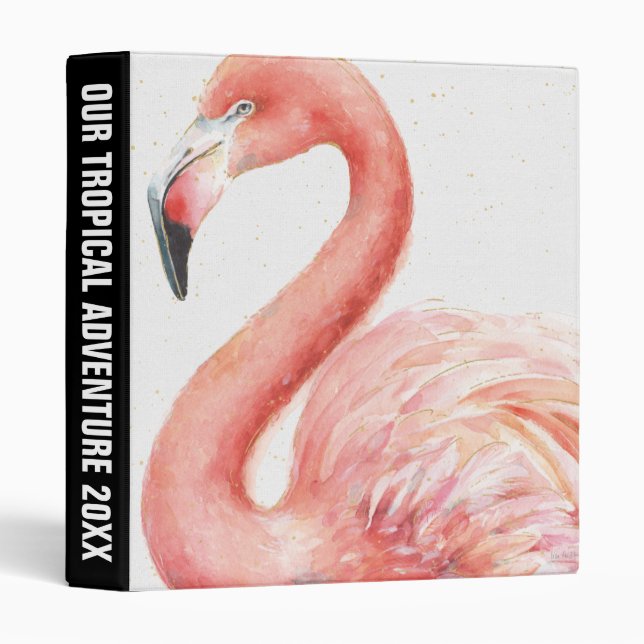 Add Your Text | Tropical | Pink Flamingo Binder (Front/Spine)