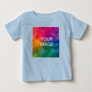 Add Your Text Upload Photo Light Blue Fine Jersey Baby T-Shirt