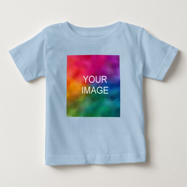 Add Your Text Upload Photo Light Blue Fine Jersey Baby T-Shirt (Front)