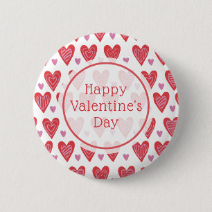 Add Your Text Valentine Chic Pattern Pinback Button