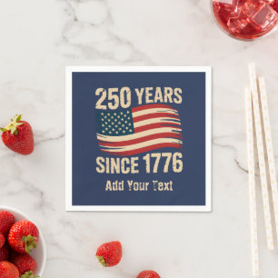 Add Your Text Vintage Grunge American Flag USA 250 Napkins