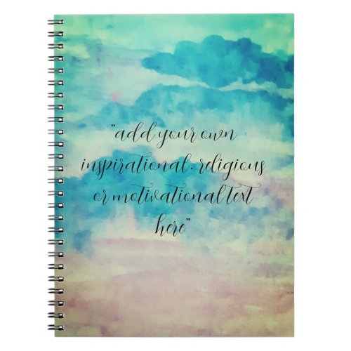 Add Your Text Watercolor Beautiful Blue Skies Notebook