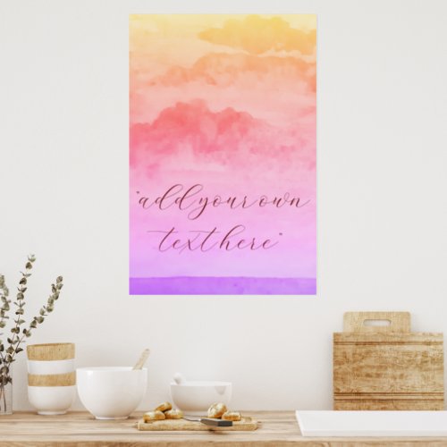 Add Your Text Watercolor Holography Landscaps Poster