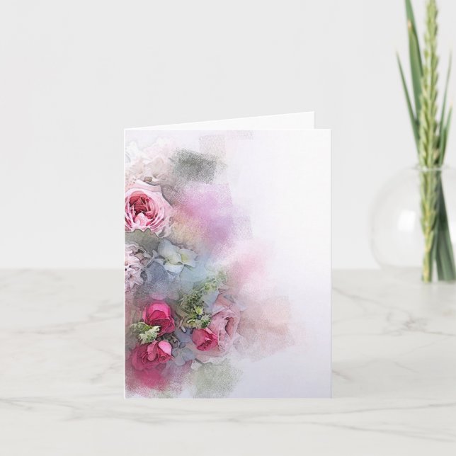 Add Your Text Watercolor Roses Flowers Template (Front)