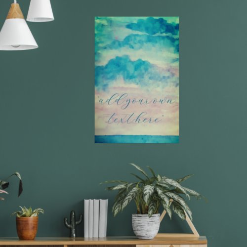 Add Your Text Watercolor Skies and Sea Landscape Poster