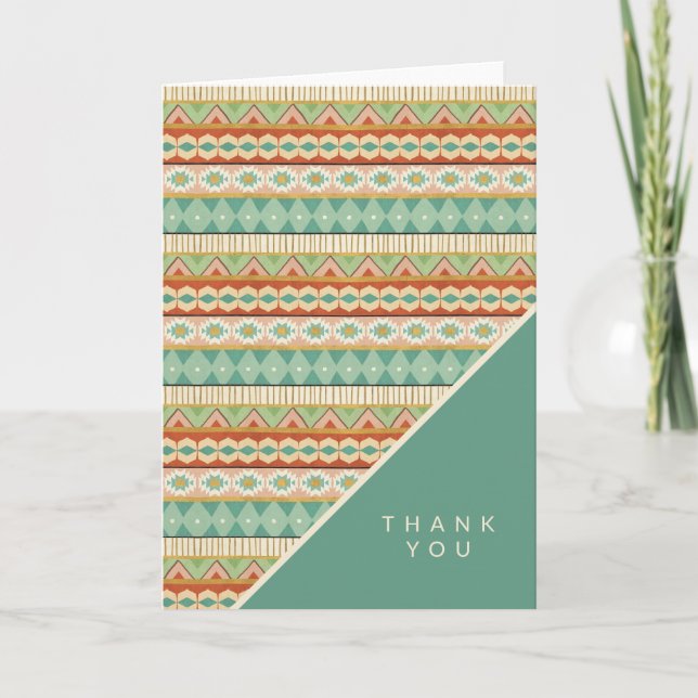 Add Your Text | Watercolor Tribal Pattern Letterpress Thank You Card (Front)