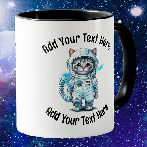 Add Your Text Whimsical Astronaut Cat Coffee Mug