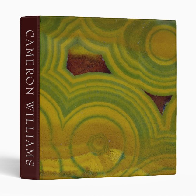 Add Your Text | Yellow Spotted Ocean Jasper 3 Ring Binder (Front/Spine)