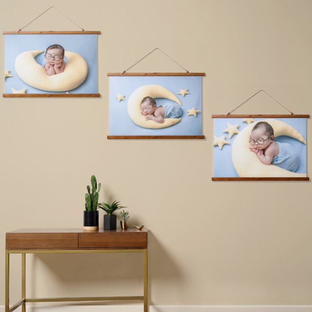 Add Your Three Photo Personalized Hanging Tapestry (Asymmetrical)