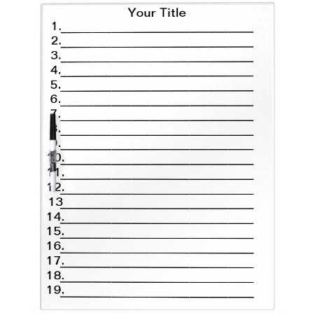 Add Your Title Numbered Lined Dry Erase Board