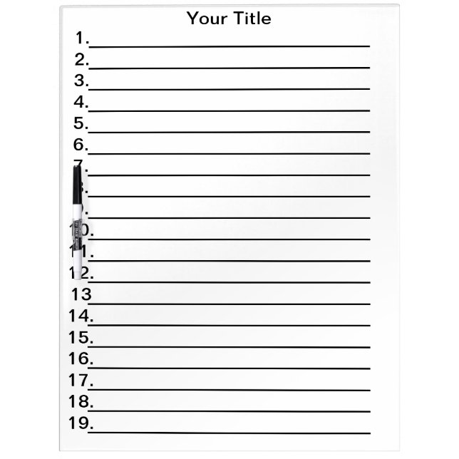Add Your Title Numbered Lined Dry Erase Board (Front)