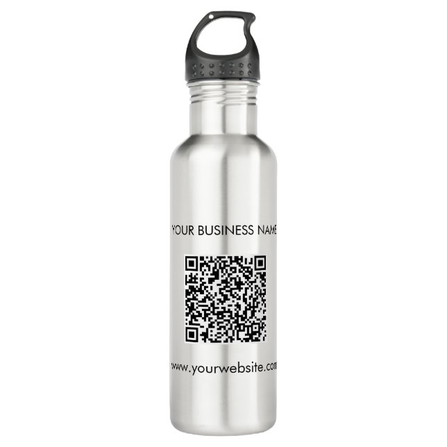 Add Your Website Address QR Code Business Stainless Steel Water Bottle (Front)