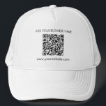 Add Your Website Address QR Code Business Trucker Hat<br><div class="desc">Add your business website URL and business name by clicking the "Personalize" button. A unique QR code will be automatically generated for you when you add your web address in the QR code field provided.</div>