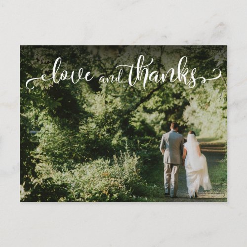 Add Your Wedding Photo Elegant Love and Thanks Postcard