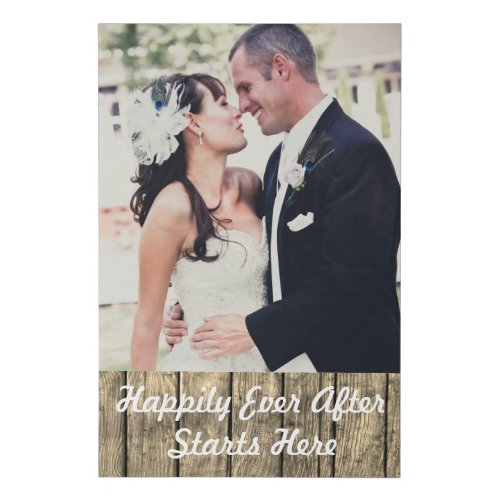 Add Your Wedding Photo Happily Ever After Faux Canvas Print