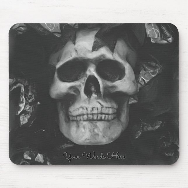 Add Your Words Dark Skull Mousepad (Front)