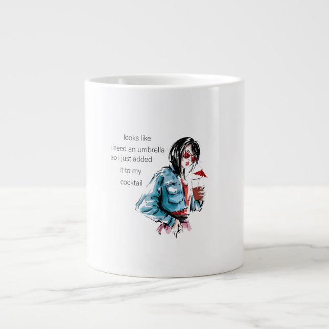 Added Umbrella candy jar Giant Coffee Mug (Front)