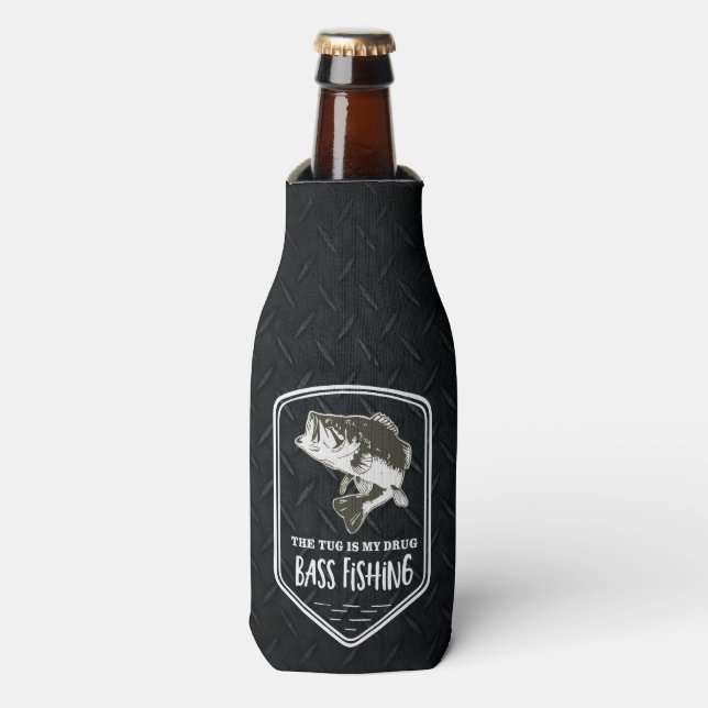 Addicted to Bass Fishing Funny Quote Beer Bottle Cooler (Bottle Front)
