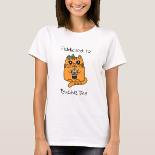 Addicted to Bubble Tea Cute Cat T-Shirt