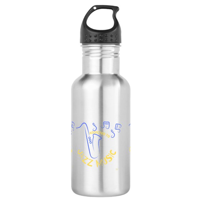 Addicted to Jazz Music  Stainless Steel Water Bottle (Front)