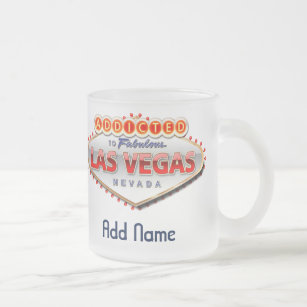 Addicted to Las Vegas, Nevada Funny Sign Frosted Glass Coffee Mug