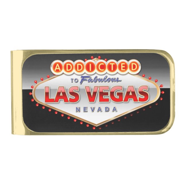 Addicted to Las Vegas, Nevada Funny Sign Gold Finish Money Clip (Front)