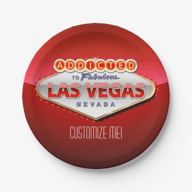 Addicted to Las Vegas, Nevada Funny Sign Paper Plates (Front)