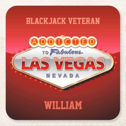 Addicted to Las Vegas Nevada Funny Sign Square Paper Coaster